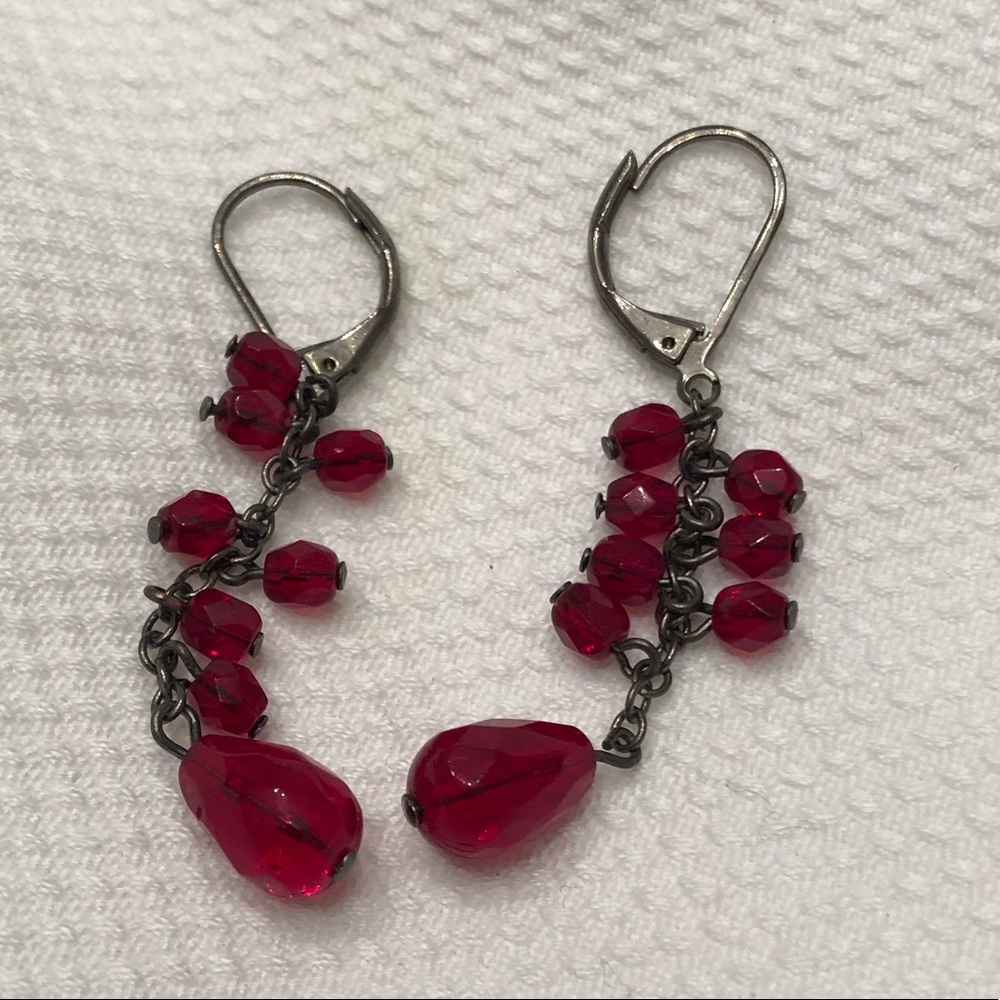Dangling earrings- red, ruby